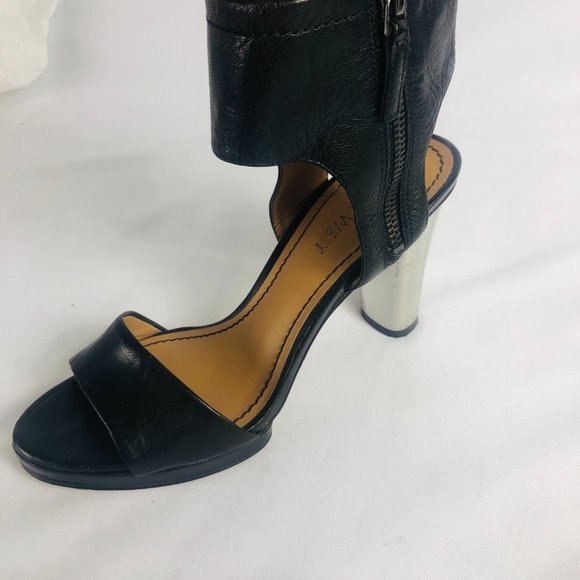 Black Nine West Sandal Ankle strap with Silver Heels 6M - Picture 12 of 12